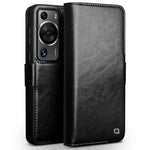 QIALINO För Huawei P60 Pro Äkta Koläder mobilskal Plånboksfodral Flip Folio Fodral