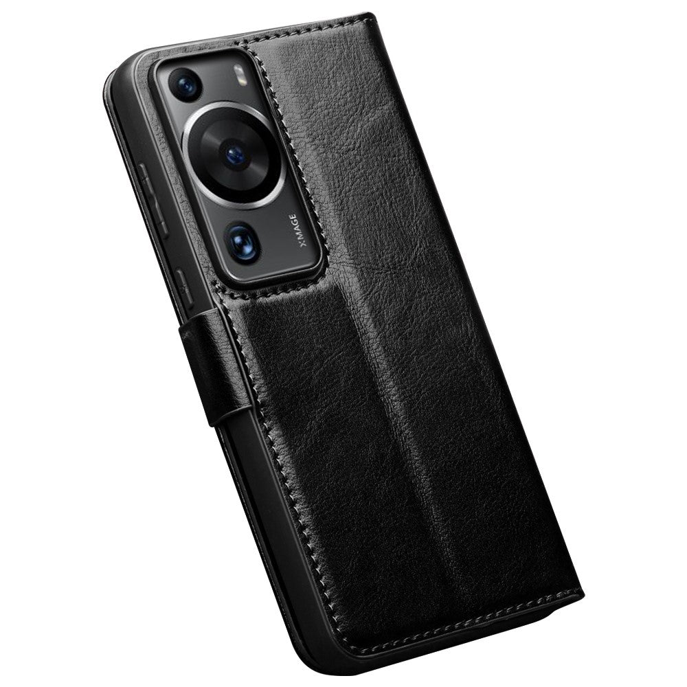 QIALINO För Huawei P60 Pro Äkta Koläder mobilskal Plånboksfodral Flip Folio Fodral