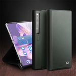 QIALINO För Huawei Mate Xs 2 Äkta Koläder Flipfodral Stativ Magnetiskt Fullt Skyddande mobilfodral