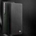 QIALINO För Huawei Mate Xs 2 Äkta Koläder Flipfodral Stativ Magnetiskt Fullt Skyddande mobilfodral