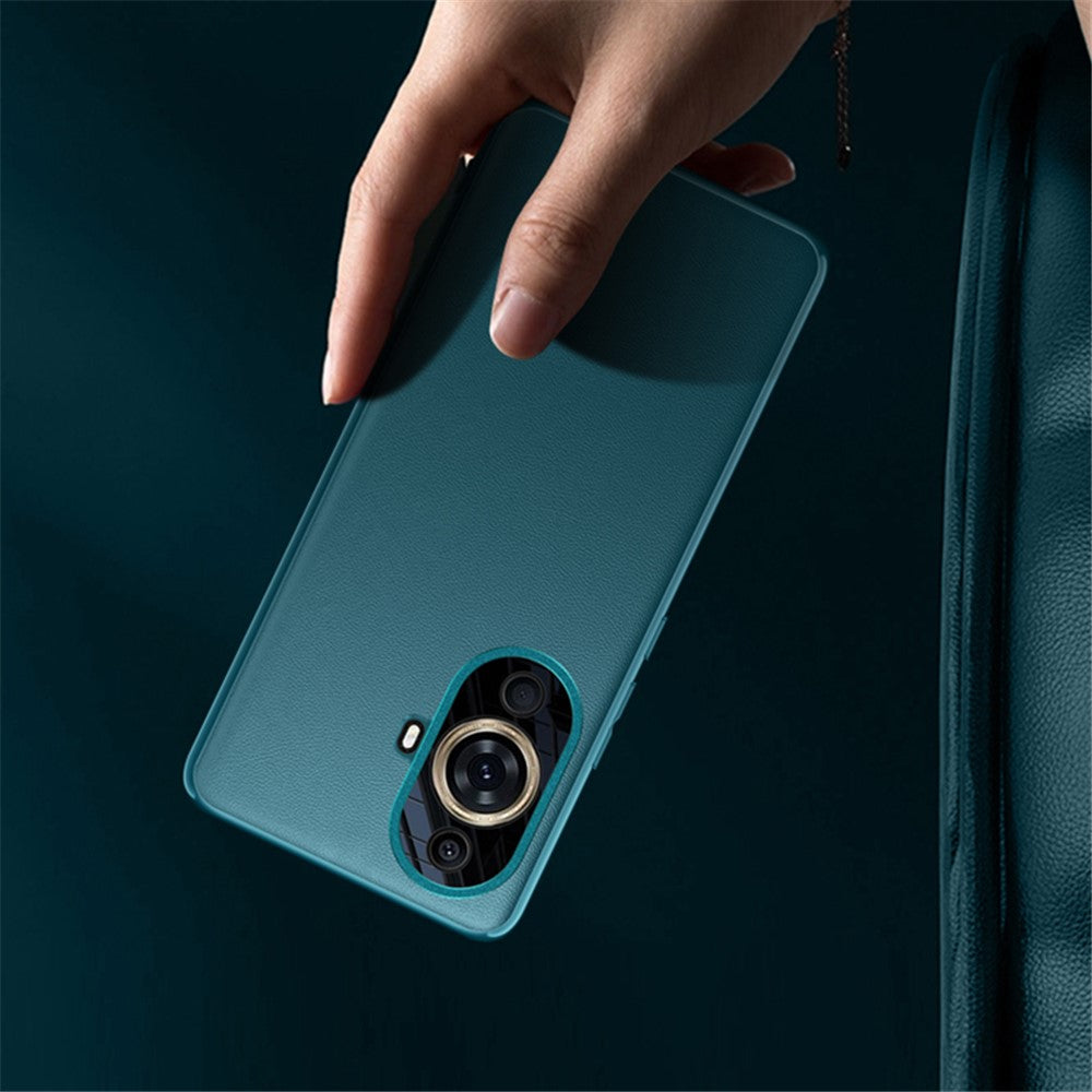 Mobilskal med metalliskt linsskydd för Huawei nova 11 Pro / nova 11 Ultra, läderklätt TPU+PC-mobilskal (2:a generationen)