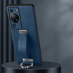 SULADA Fashion Series för Huawei P60 Pro Crazy Horse Texture Bakstycke Infällbart Rem Stöd Läderbelagt PC + TPU mobilskal