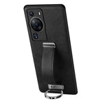 SULADA Fashion Series för Huawei P60 Pro Crazy Horse Texture Bakstycke Infällbart Rem Stöd Läderbelagt PC + TPU mobilskal