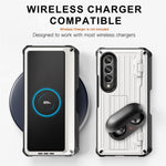 For Samsung Galaxy Z Fold3 5G PC+TPU Phone Case Pen Holder Hinge Phone Kickstand Cover with PET Screen Protector