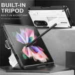 For Samsung Galaxy Z Fold3 5G PC+TPU Phone Case Pen Holder Hinge Phone Kickstand Cover with PET Screen Protector