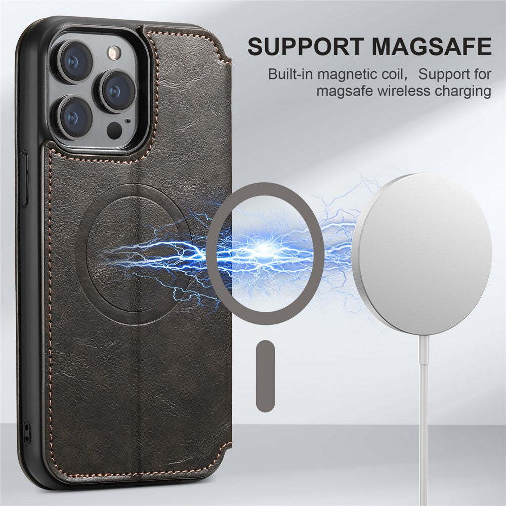 SUTENI J05 For iPhone 13 Pro Stand Wallet Phone Case Phone Leather Cover Compatible with MagSafe