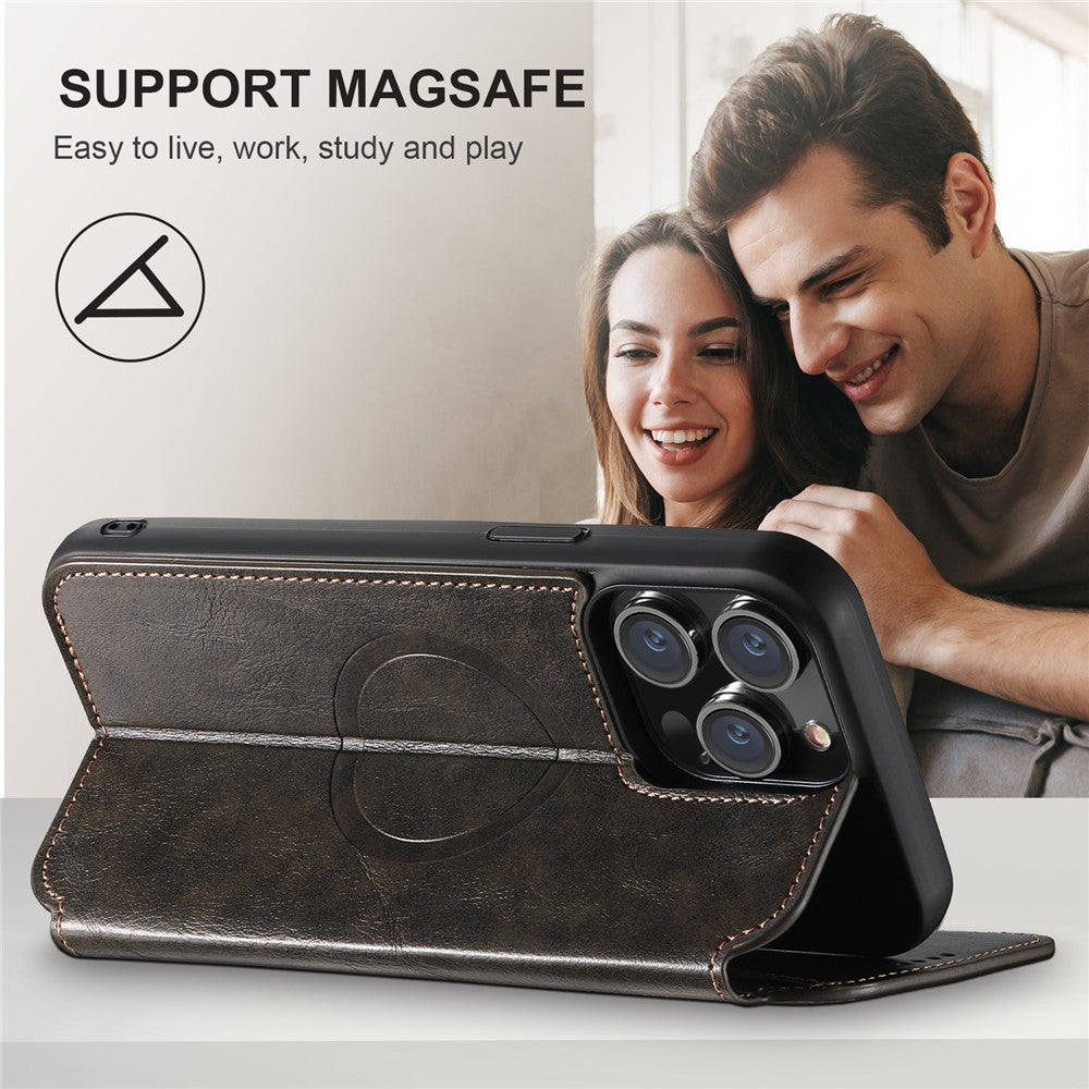 SUTENI J05 For iPhone 12 Pro Max Leather Phone Case Cell Phone Stand Wallet Cover Compatible with MagSafe