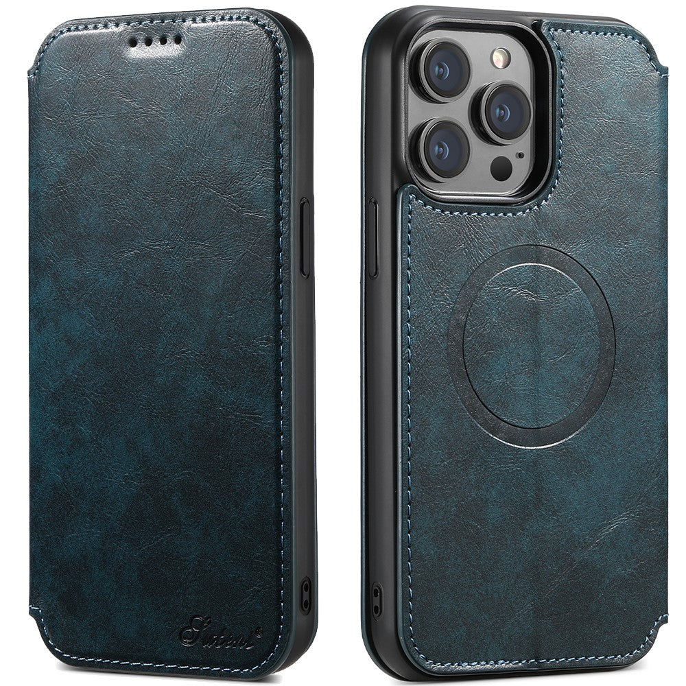 SUTENI J05 For iPhone 12 Pro Max Leather Phone Case Cell Phone Stand Wallet Cover Compatible with MagSafe