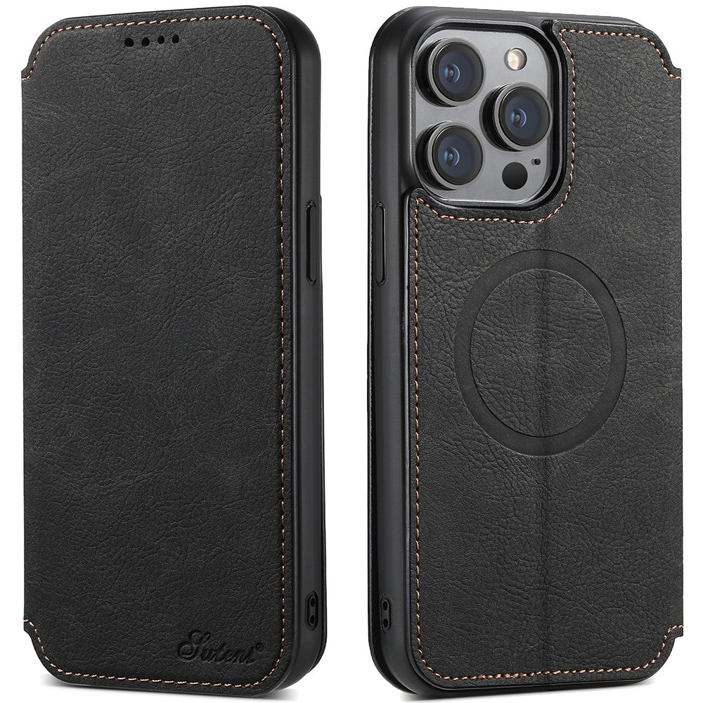 SUTENI J06 For iPhone 14 Pro Stand Wallet PU Leather Phone Case Compatible with MagSafe