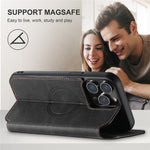 SUTENI J06 For iPhone 14 Pro Stand Wallet PU Leather Phone Case Compatible with MagSafe