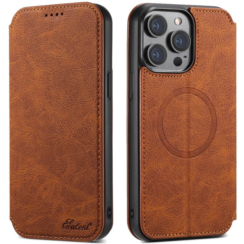 SUTENI J06 For iPhone 14 Pro Stand Wallet PU Leather Phone Case Compatible with MagSafe