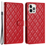 For iPhone 12 Pro Max 6.7 inch Stitching Line Rhombus Texture PU Leather Phone Cover Wallet Shell Stand Phone Case
