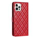 For iPhone 12 Pro Max 6.7 inch Stitching Line Rhombus Texture PU Leather Phone Cover Wallet Shell Stand Phone Case
