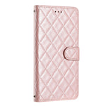 For iPhone 12 / 12 Pro PU Leather Phone Cover Wallet Stand Stitching Line Rhombus Texture Phone Case
