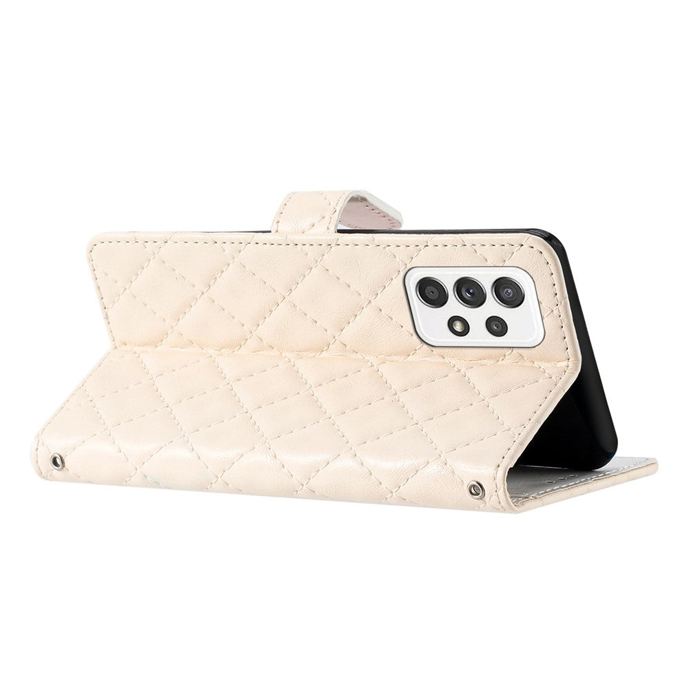 For Samsung Galaxy A52 4G / A52s 5G / A52 5G Stitching Line Rhombus Cell Phone Cover PU Leather Wallet Shell Stand Phone Case