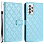 Samsung Galaxy A52 4G / A52s 5G / A52 5G Sömnadslinje Rhombus Mobilmobilfodral PU-läder Plånboksfodral med stativ