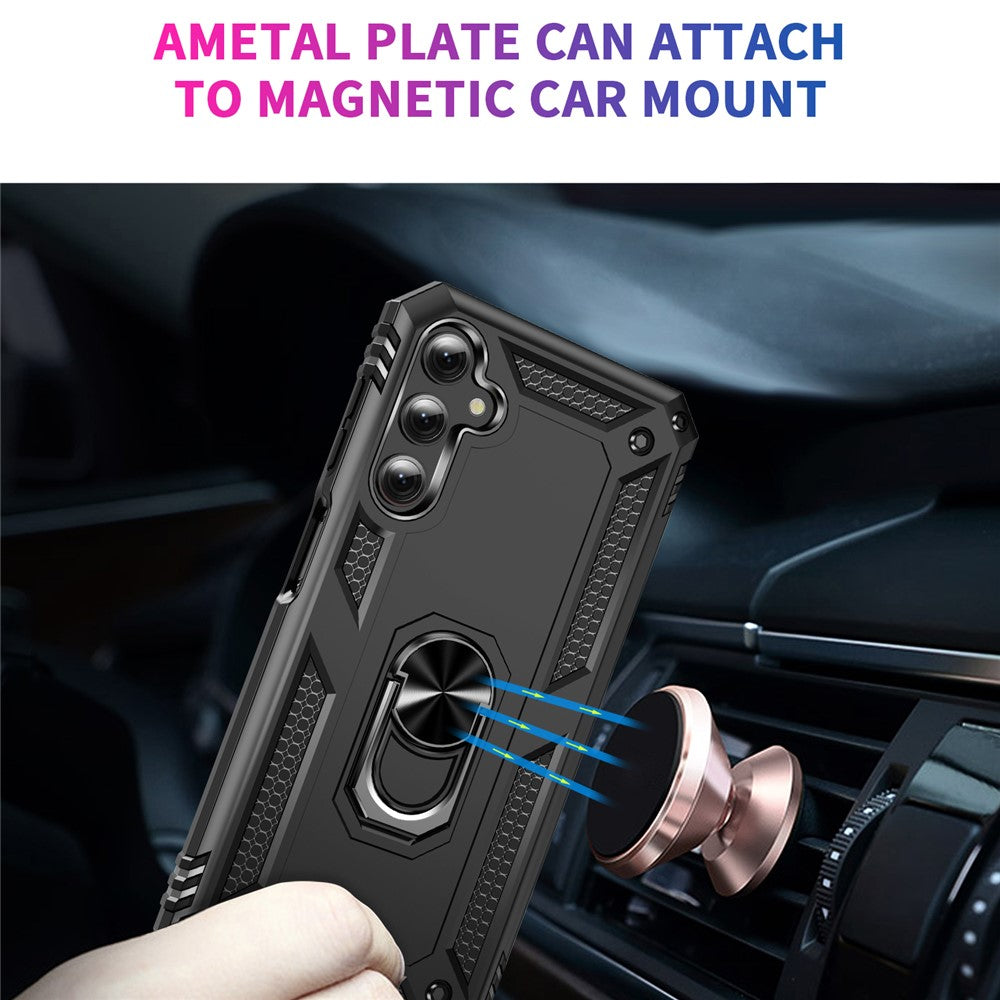 Til Samsung Galaxy A24 4G (162,1 x 77,6 x 8,3 mm) Telefoncover med Stander og Bilholder PC + TPU Dobbeltlags Beskyttelsescover