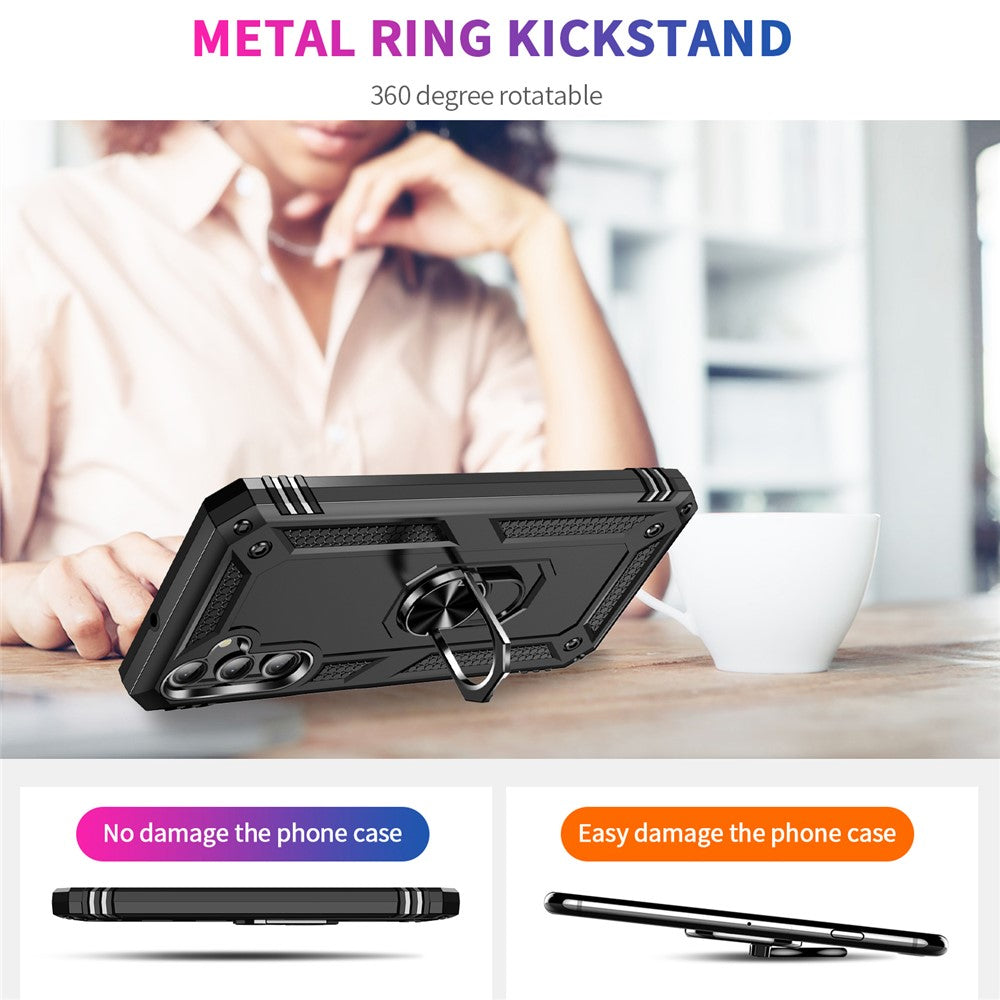 Til Samsung Galaxy A24 4G (162,1 x 77,6 x 8,3 mm) Telefoncover med Stander og Bilholder PC + TPU Dobbeltlags Beskyttelsescover