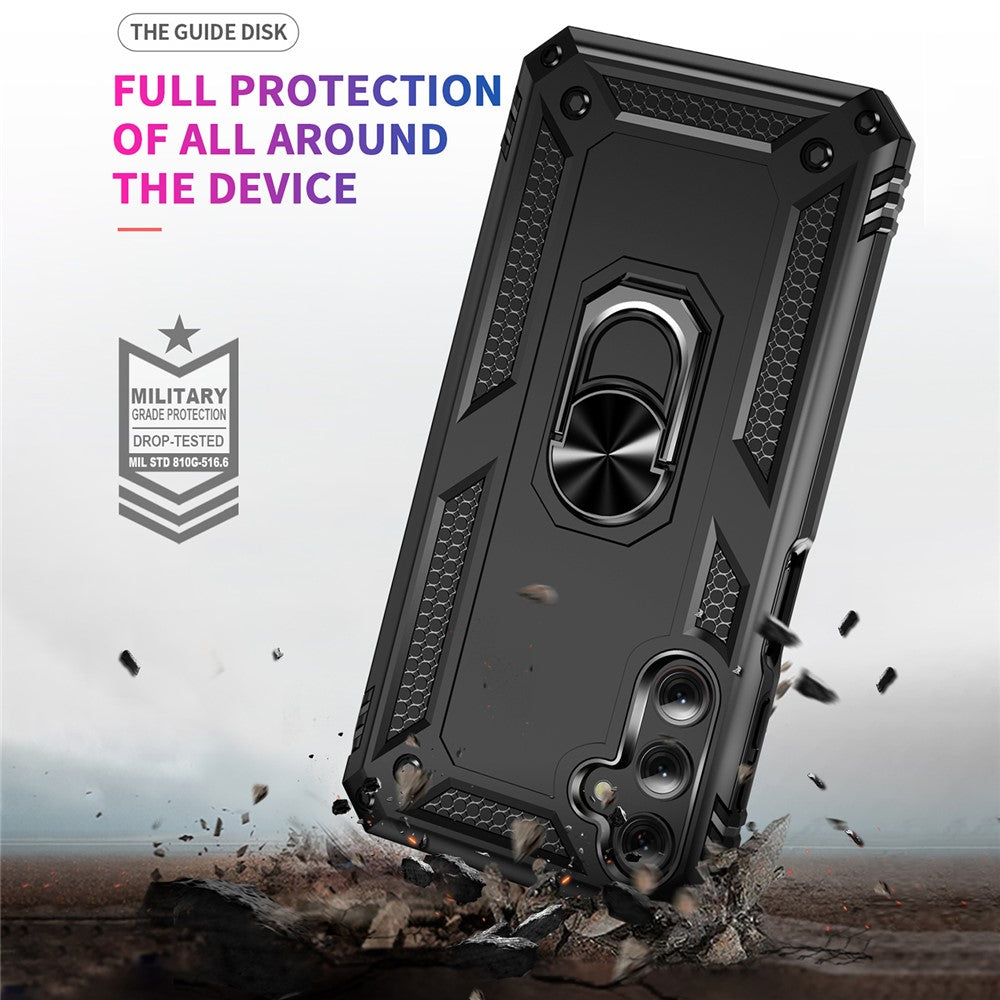 Til Samsung Galaxy A24 4G (162,1 x 77,6 x 8,3 mm) Telefoncover med Stander og Bilholder PC + TPU Dobbeltlags Beskyttelsescover