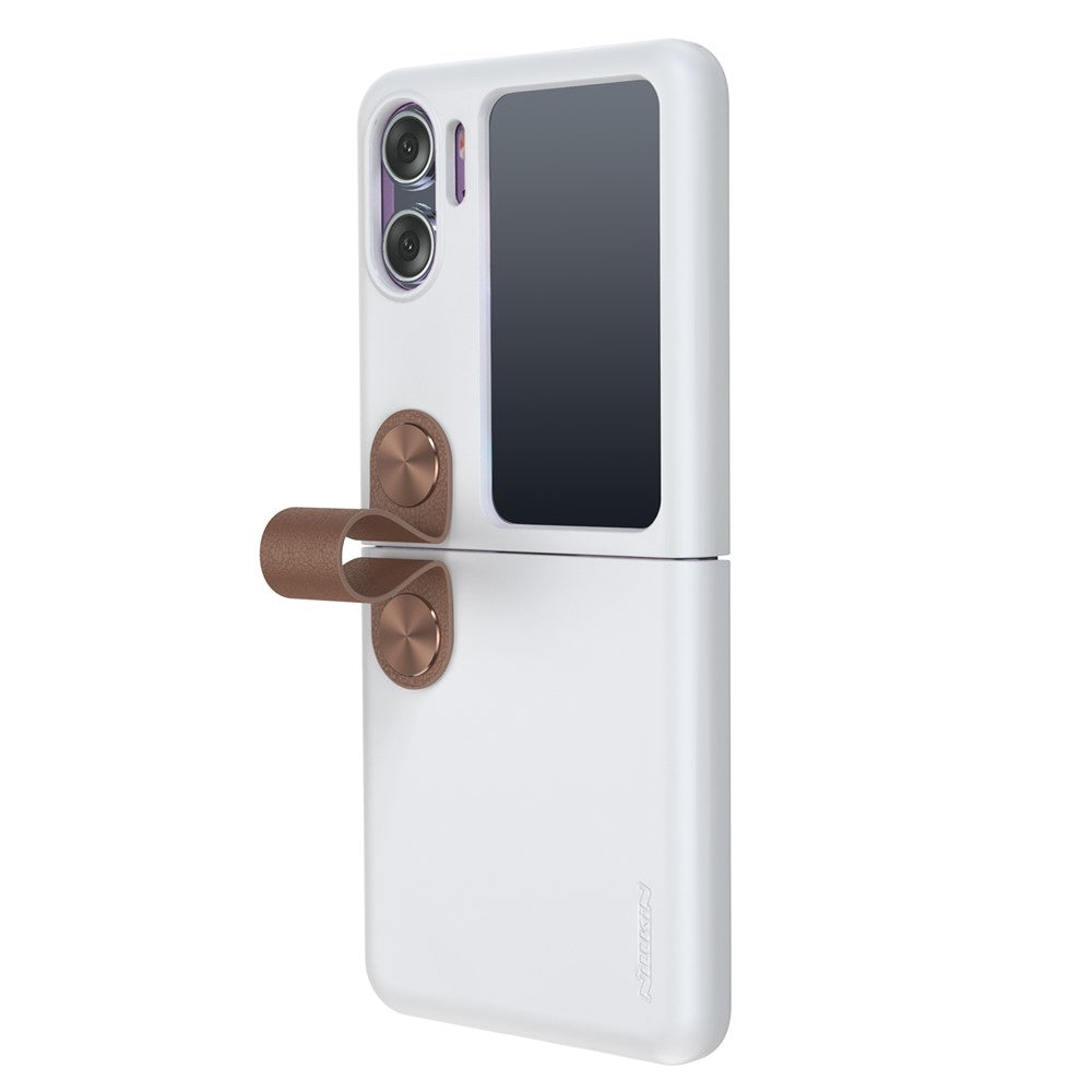 NILLKIN For Oppo Find N2 Flip 5G Liquid Silicone Case Folding Phone Cover with Finger Ring Strap Kickstand