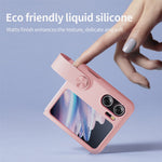 NILLKIN For Oppo Find N2 Flip 5G Liquid Silicone Case Folding Phone Cover with Finger Ring Strap Kickstand