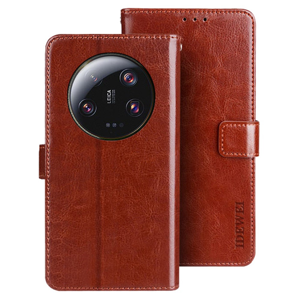 IDEWEI For Xiaomi 13 Ultra Crazy Horse Texture PU Leather Case Stand Wallet Cell Phone Cover