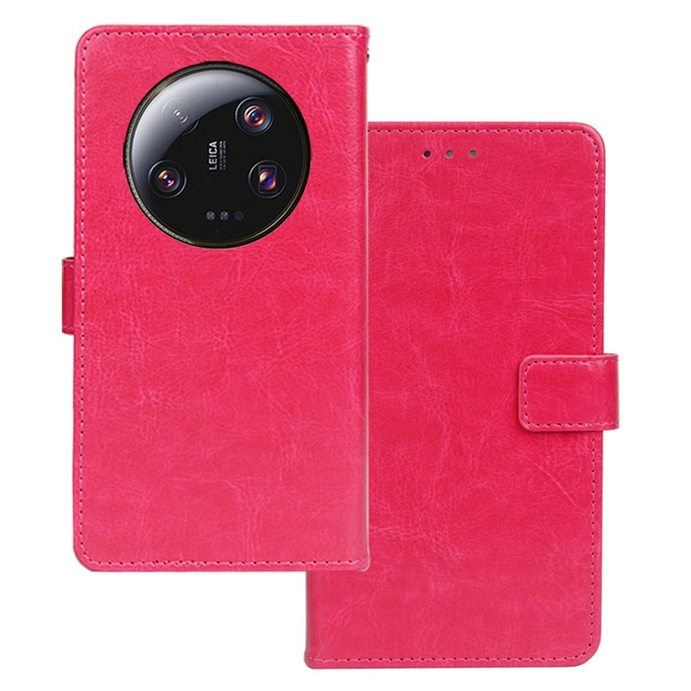 IDEWEI För Xiaomi 13 Ultra PU-lädermobilskal Crazy Horse Texture-skal med stativ, plånbok