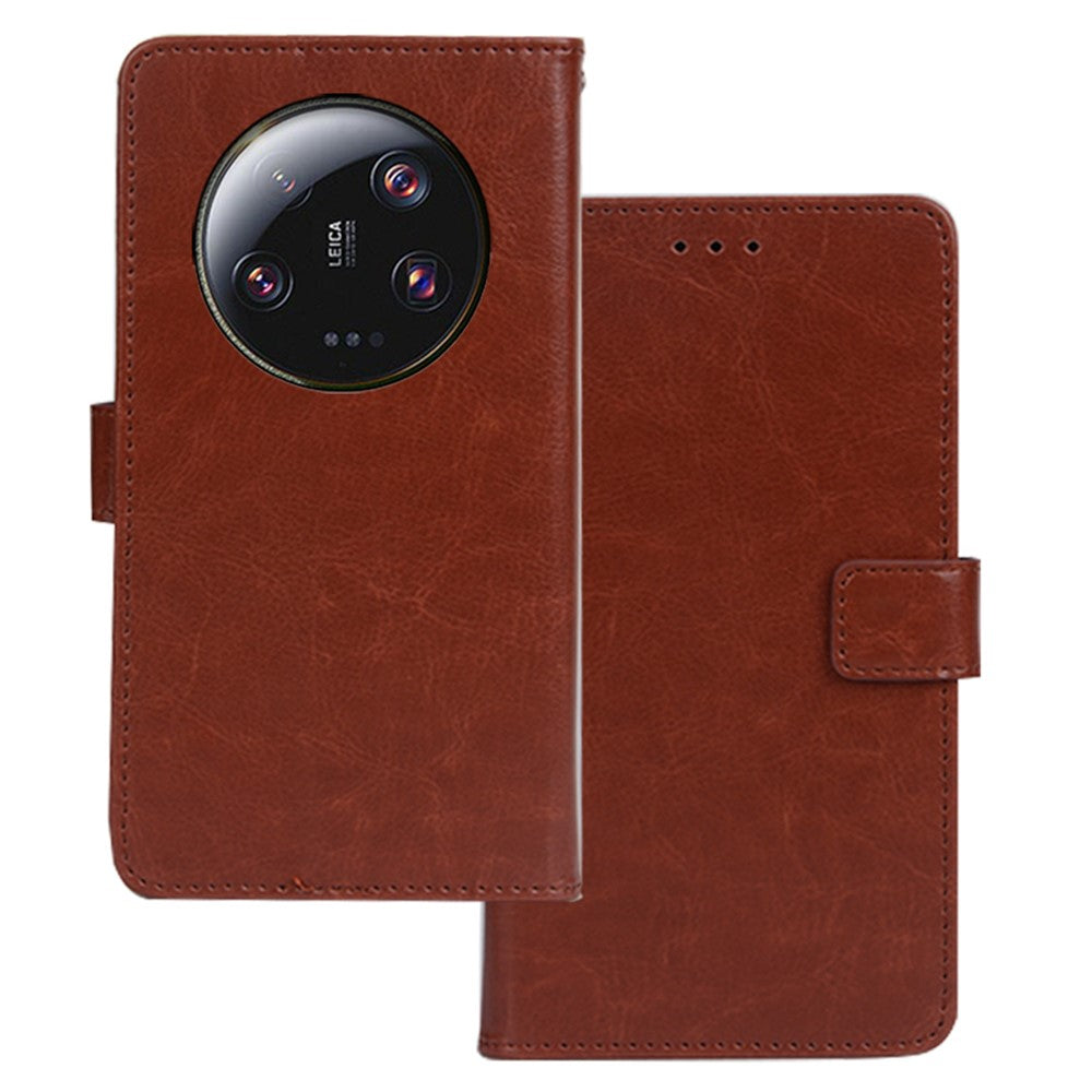 IDEWEI För Xiaomi 13 Ultra PU-lädermobilskal Crazy Horse Texture-skal med stativ, plånbok