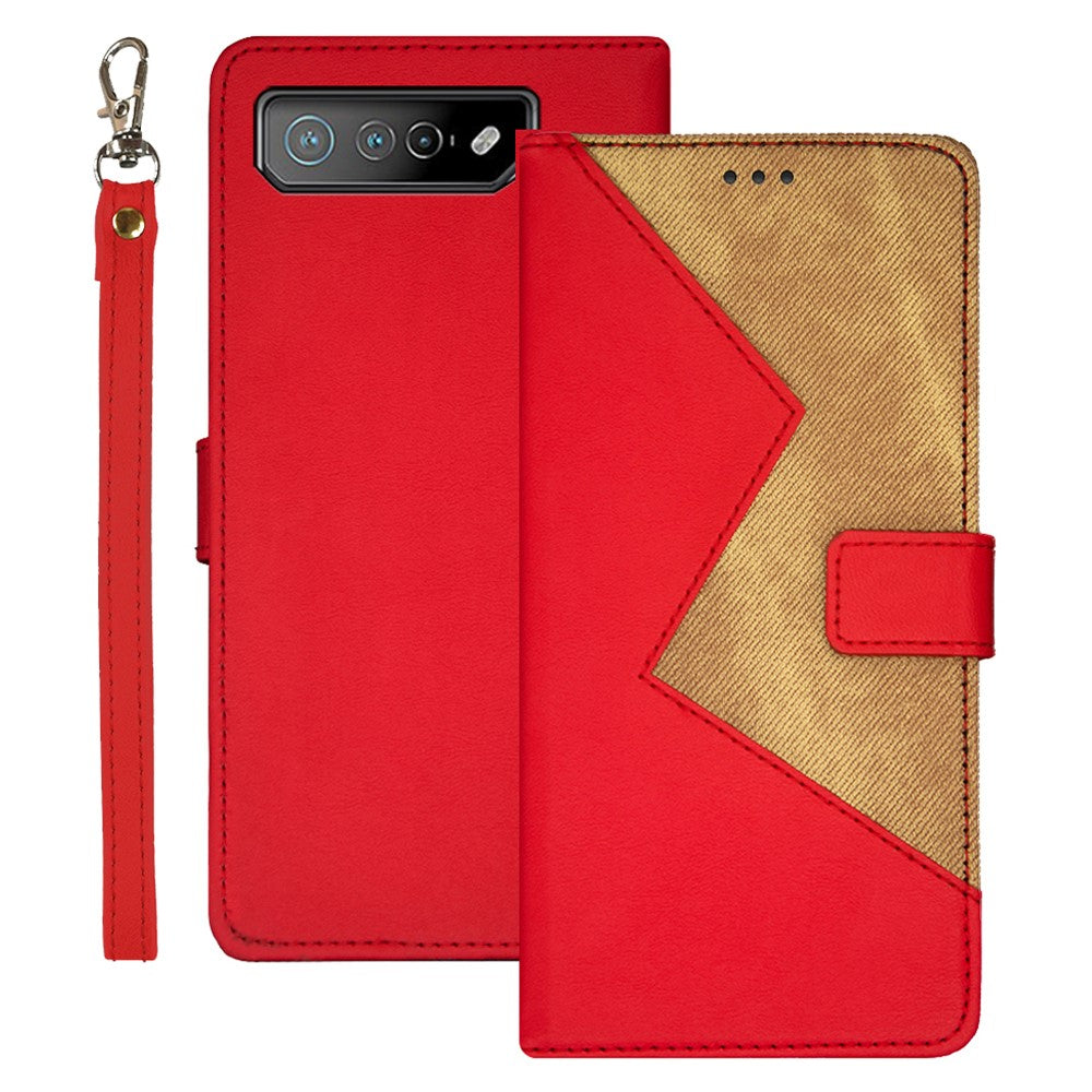 IDEWEI For Asus ROG Phone 7 5G Card Holder Phone Case PU Leather Stand Color Splicing Cover
