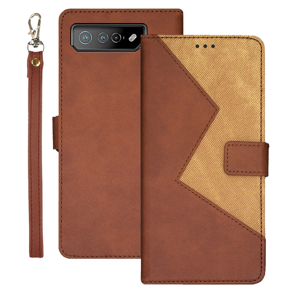 IDEWEI For Asus ROG Phone 7 5G Card Holder Phone Case PU Leather Stand Color Splicing Cover
