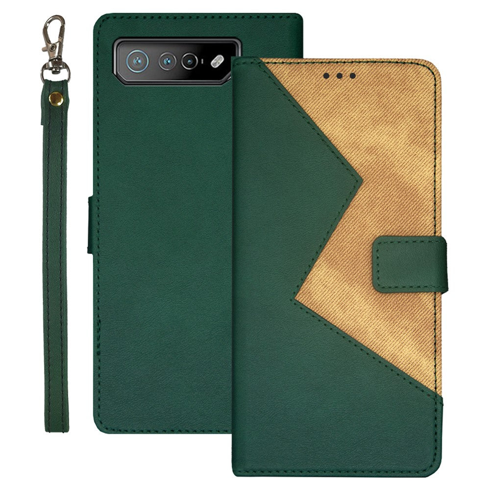 IDEWEI For Asus ROG Phone 7 5G Card Holder Phone Case PU Leather Stand Color Splicing Cover