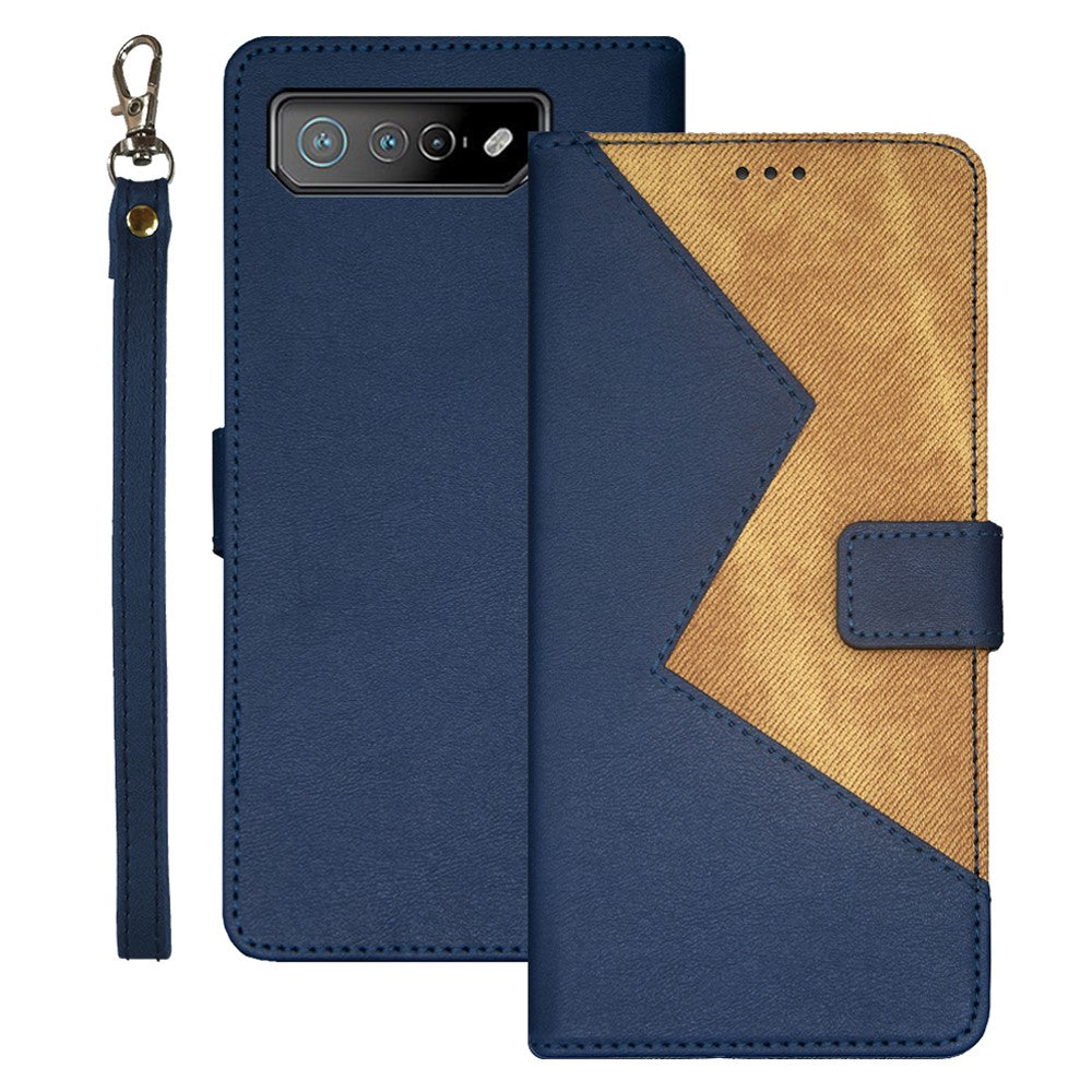 IDEWEI For Asus ROG Phone 7 5G Card Holder Phone Case PU Leather Stand Color Splicing Cover