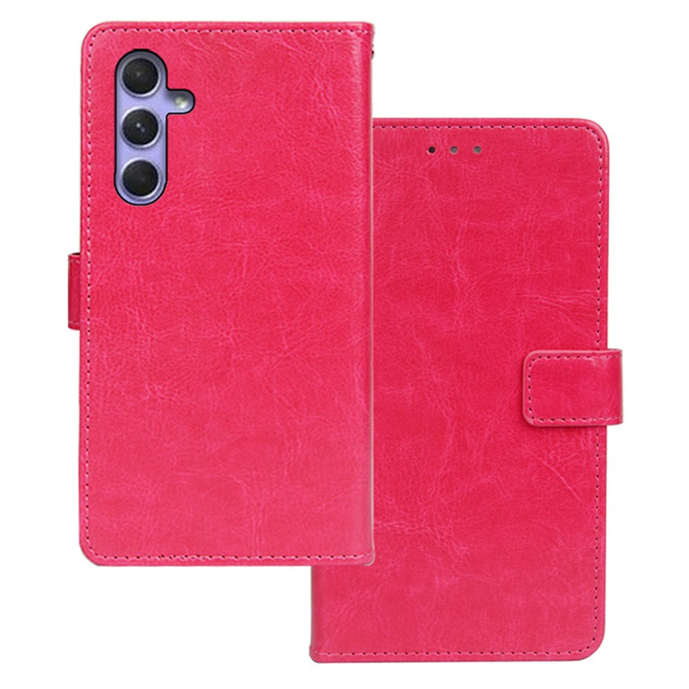IDEWEI Crazy Horse Texture Stand Case for Samsung Galaxy A24 4G (162.1 x 77.6 x 8.3mm) PU Leather Wallet Cover Phone Shell