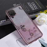 KADEM För Samsung Galaxy A12 Gradient Glitter Skal Blommönster Strass TPU mobilskal