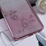 KADEM För Samsung Galaxy A12 Gradient Glitter Skal Blommönster Strass TPU mobilskal