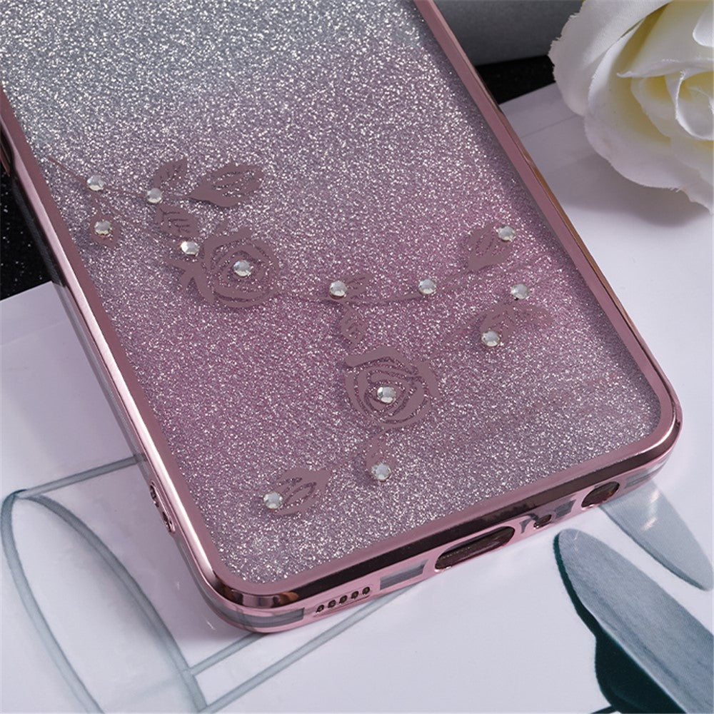 KADEM För Samsung Galaxy A12 Gradient Glitter Skal Blommönster Strass TPU mobilskal