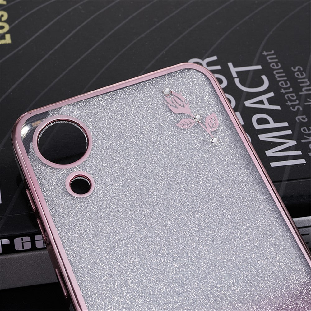 KADEM For Samsung Galaxy A03 Core Gradient Glitter TPU Case Floral Pattern Rhinestone Phone Cover
