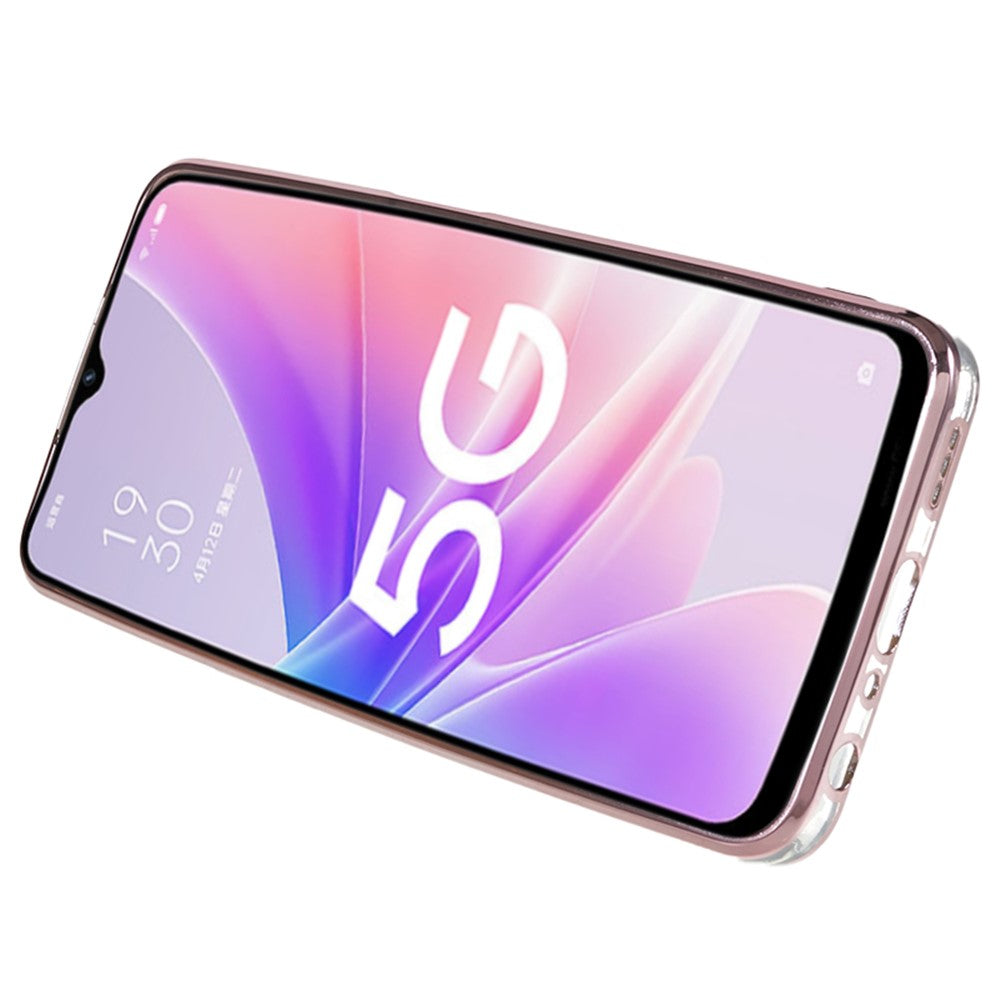 KADEM Strassblommigt skal till Oppo A57 (2022) 5G / A77 5G Galvaniserat genomskinligt TPU-mobilskal med ringstativ