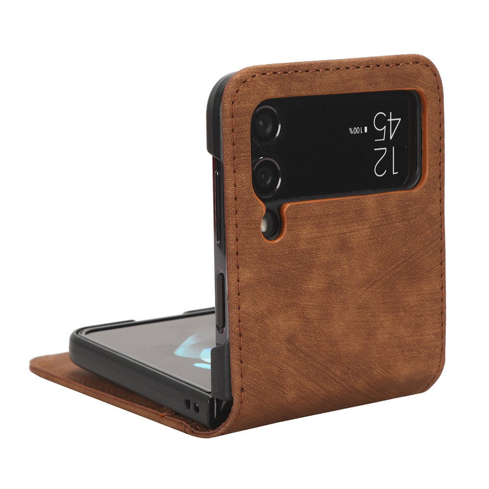 For Samsung Galaxy Z Flip4 5G Card Slots Leather Phone Cover Two-piece Design Folding Phone Case