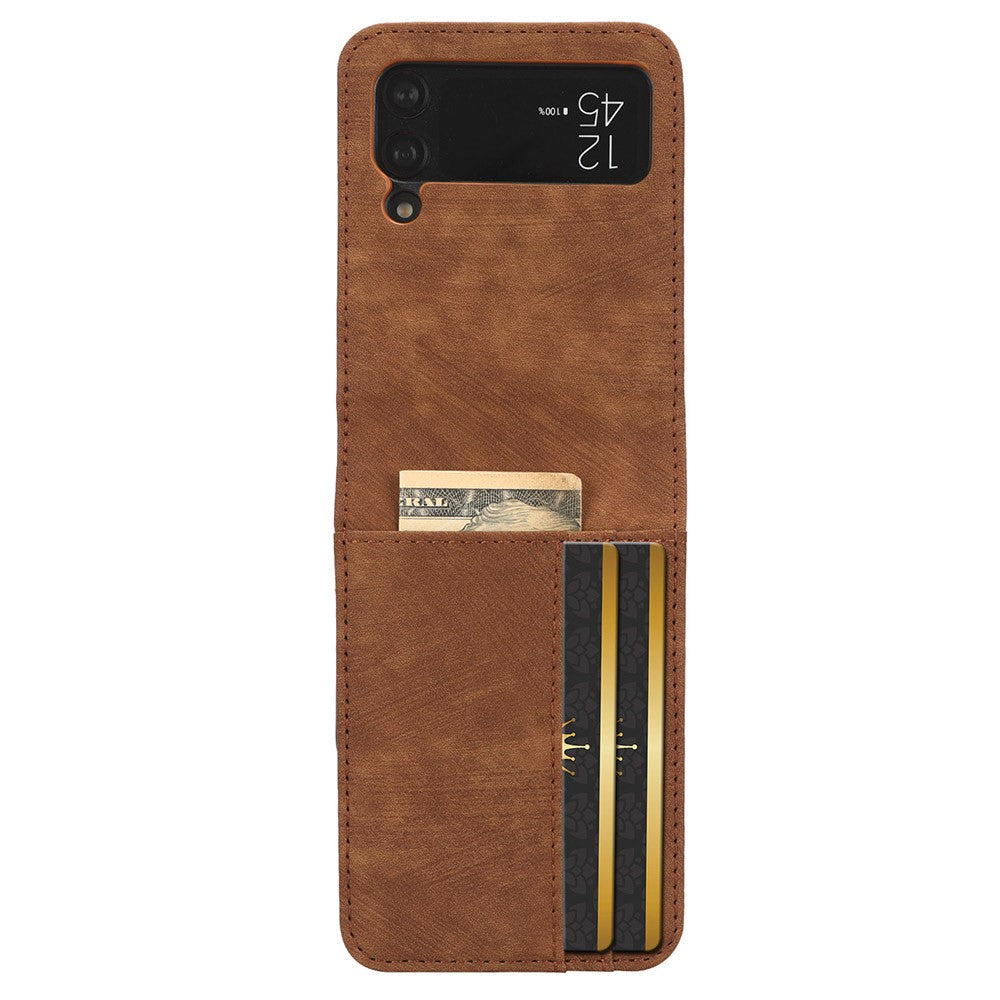 For Samsung Galaxy Z Flip4 5G Card Slots Leather Phone Cover Two-piece Design Folding Phone Case