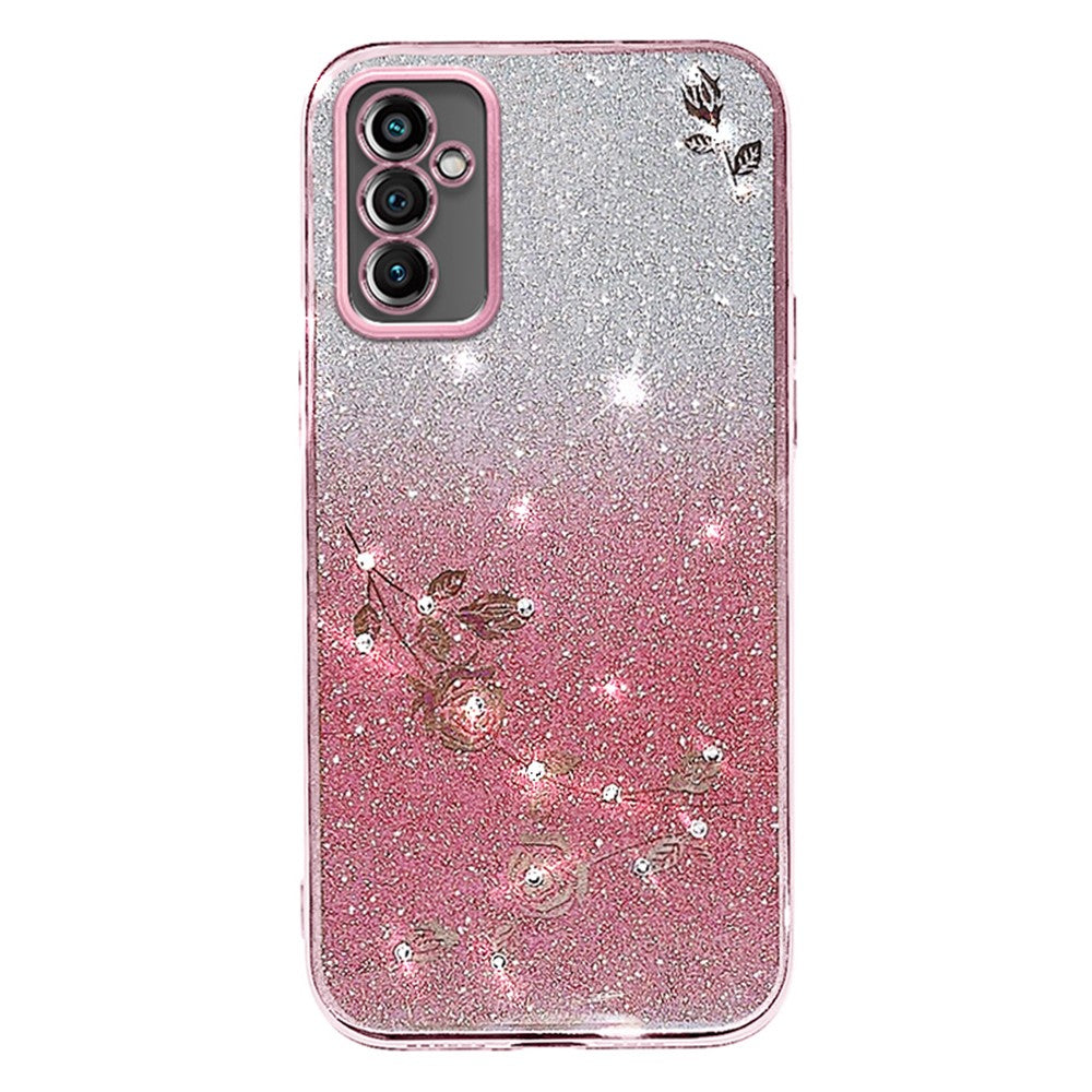 KADEM til Samsung Galaxy M52 5G Rhinestone Blomst Design Telefoncover Gradient Glitter TPU Anti-ridse Cover
