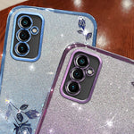 KADEM til Samsung Galaxy M52 5G Rhinestone Blomst Design Telefoncover Gradient Glitter TPU Anti-ridse Cover
