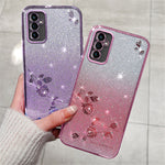 KADEM til Samsung Galaxy M52 5G Rhinestone Blomst Design Telefoncover Gradient Glitter TPU Anti-ridse Cover