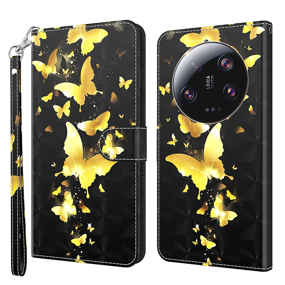 For Xiaomi 13 Ultra 3D Pattern Printing Leather Phone Case Wallet Stand Cover with Strap