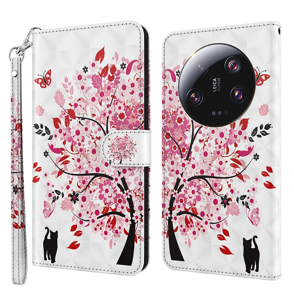 For Xiaomi 13 Ultra 3D Pattern Printing Leather Phone Case Wallet Stand Cover with Strap