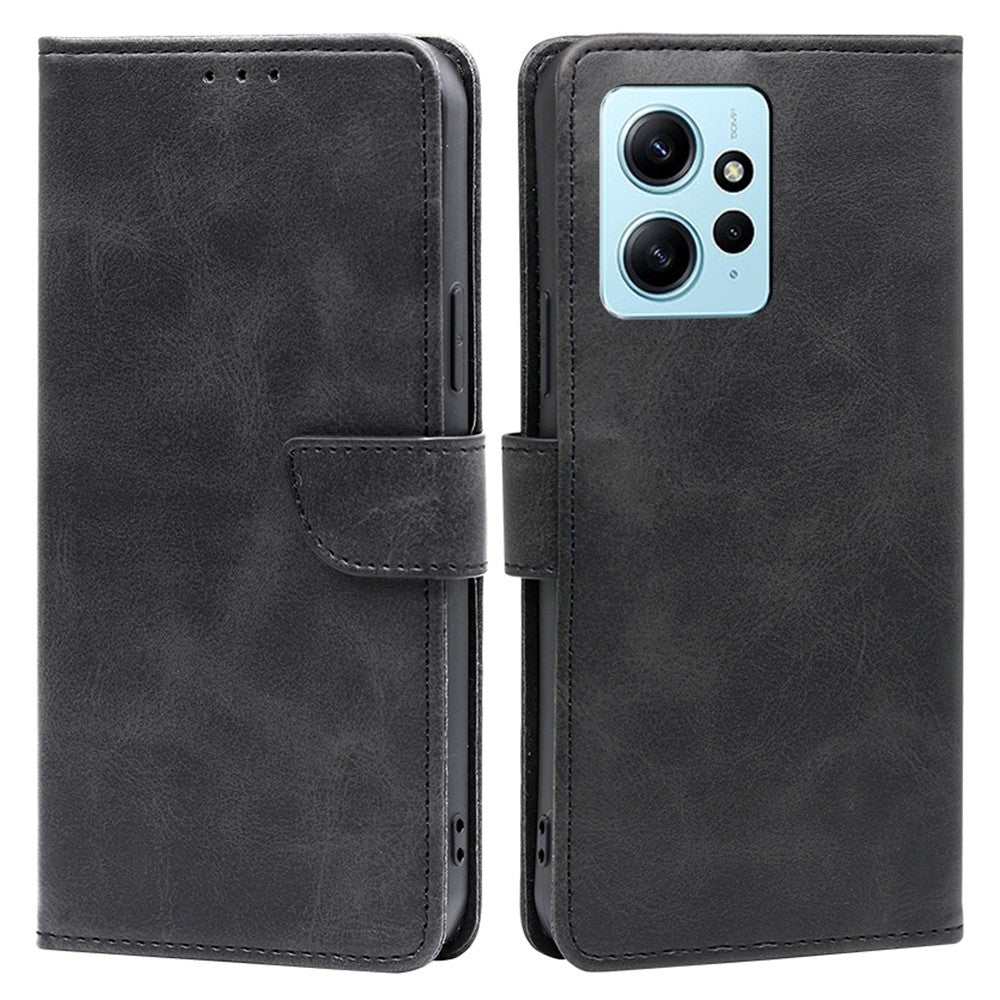 For Xiaomi Redmi Note 12 4G Wallet Phone Case PU Leather Calf Texture Stand Cover