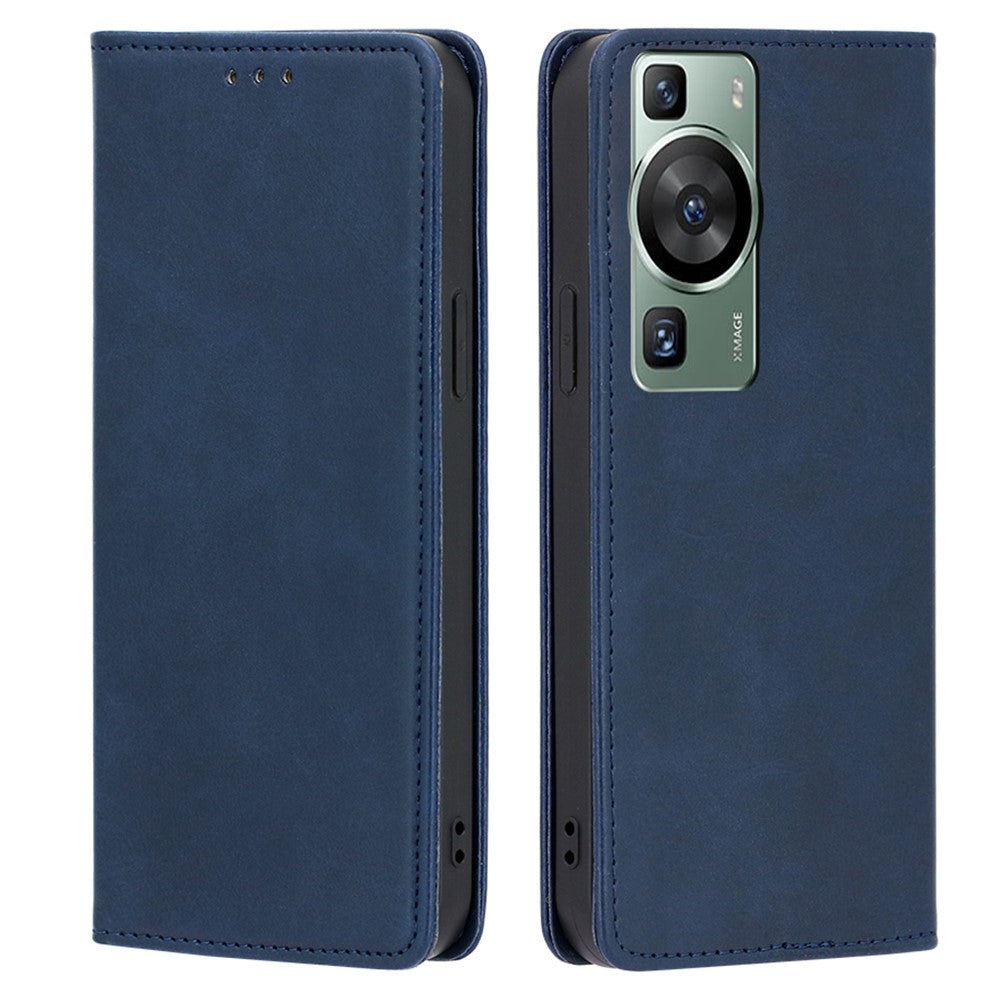 Huawei P60 / P60 Pro PU-lädermobilskal Stativ Plånbok Kalvtextur Magnetiskt Skyddande Skal