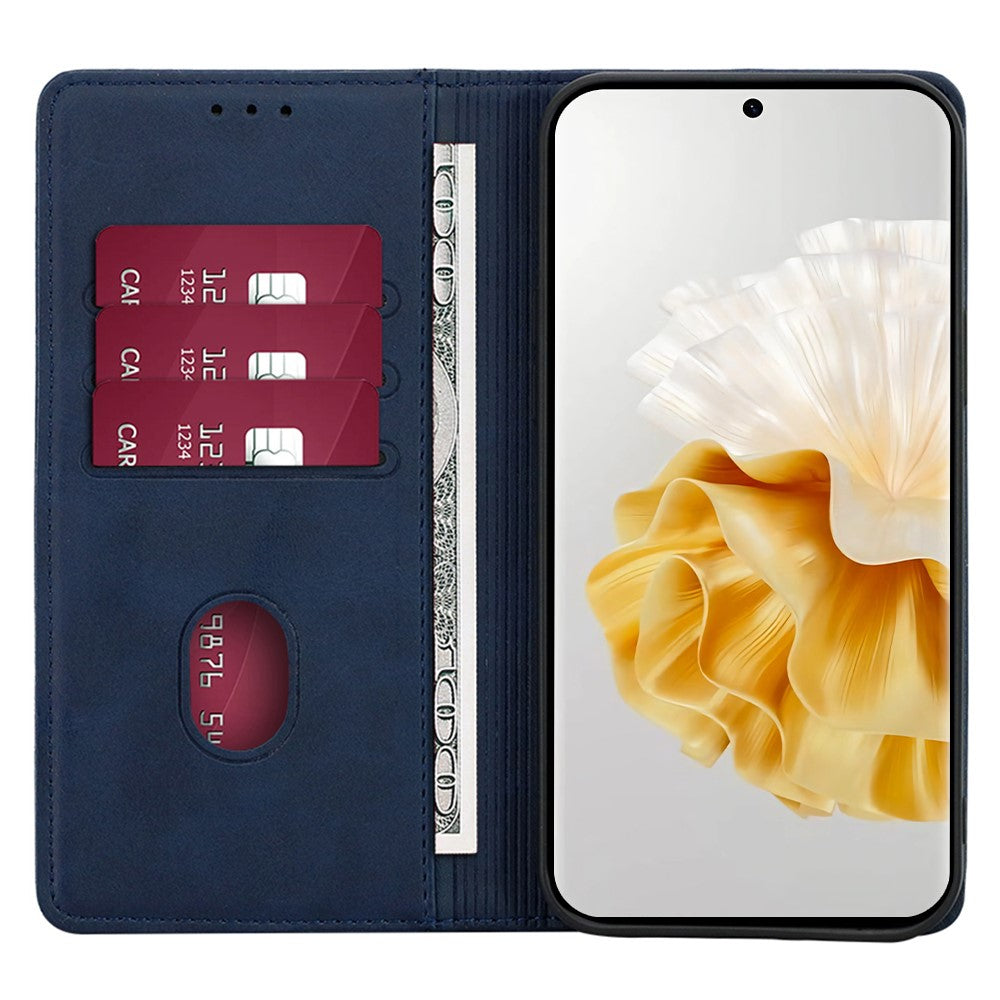 Huawei P60 / P60 Pro PU-lädermobilskal Stativ Plånbok Kalvtextur Magnetiskt Skyddande Skal