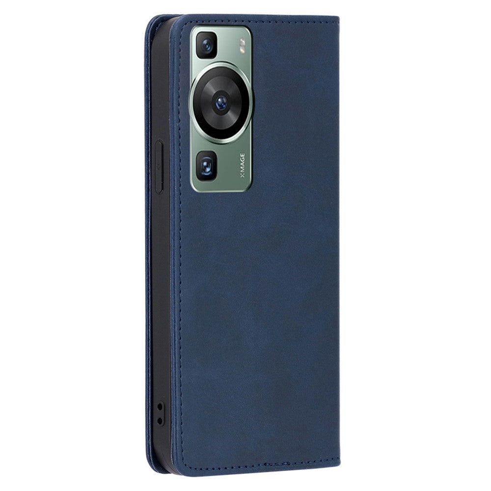 Huawei P60 / P60 Pro PU-lädermobilskal Stativ Plånbok Kalvtextur Magnetiskt Skyddande Skal