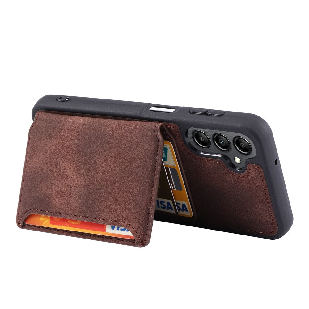 For Samsung Galaxy A24 4G (162.1 x 77.6 x 8.3mm) Kickstand RFID Blocking Phone Case PU Leather Coated TPU Wallet Back Cover
